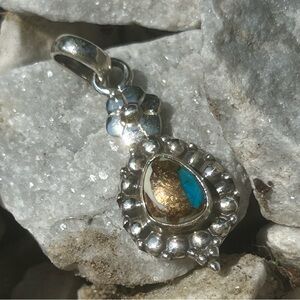 Elegant sterling silver 925 copper turquoise Pendant